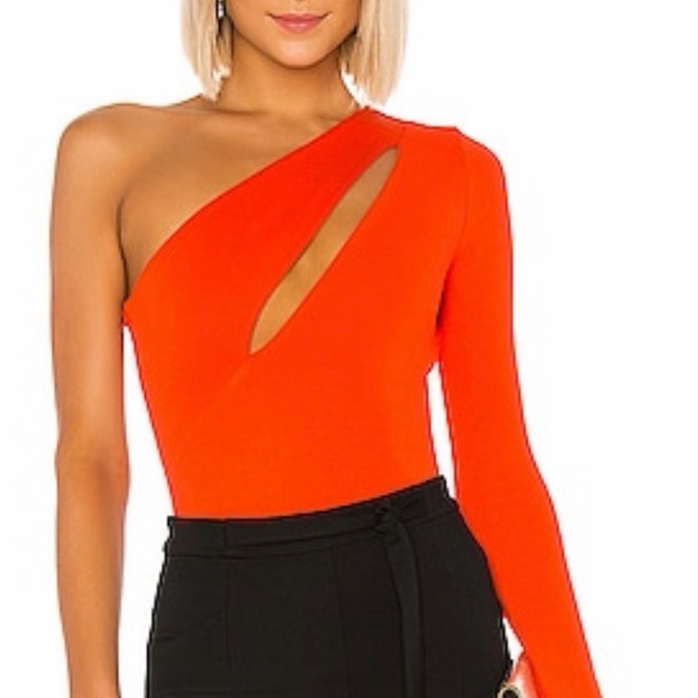 Revolve NBD One-Shoulder Orange Cutout Women’s Top, size small